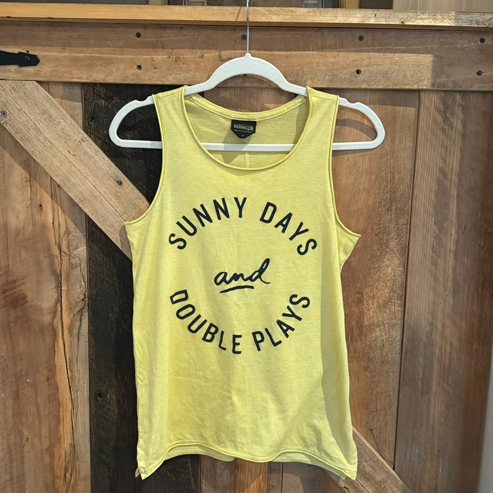 Baseballism yellow tank top